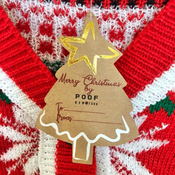 Poof Santa Hat Button Down Ugly Christmas Cardigan NWT - Picture 6 of 7